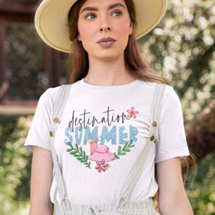 デスティネーションサマーカクテルハットタイポグラフィ Tシャツ