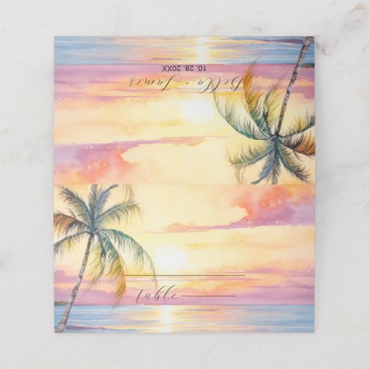 デスティネーションサンセットビーチ結婚式 プレイスカード (外部開封)
