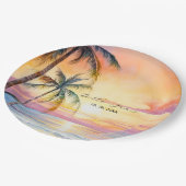 デスティネーションサンセットビーチ結婚式 ペーパープレート (アングル)