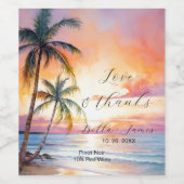 デスティネーションサンセットビーチ結婚式 ワインラベル (シングルラベル)