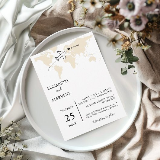 デスティネーショントラベルテーマワールド結婚マップ 招待状
