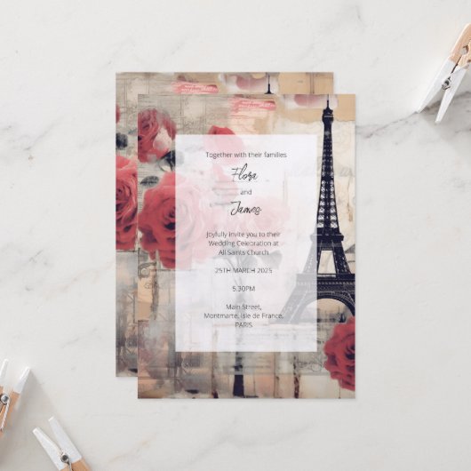 デスティネーションフランスレズヴィンテージ招待状 招待状 (正面/裏面インサイチュ)