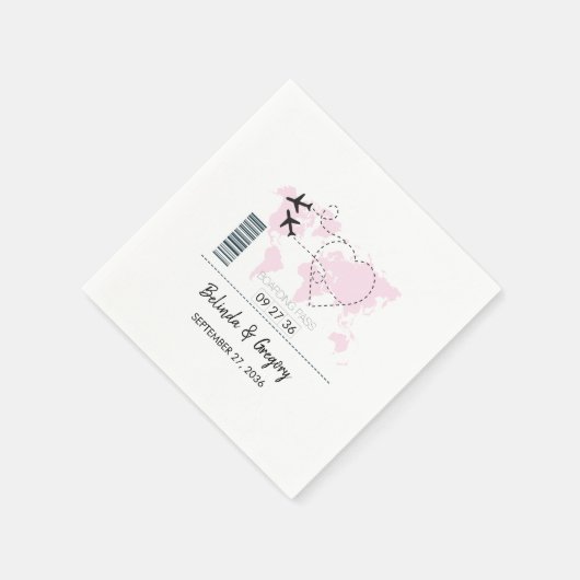 デスティネーションボーディング結婚パス スタンダードカクテルナプキン (角)