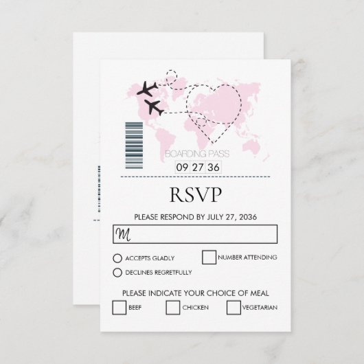 デスティネーションボーディング結婚パス 出欠カード (正面/裏面)