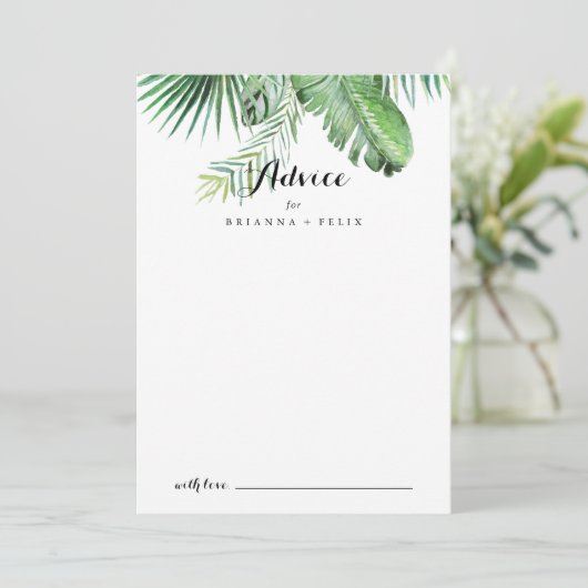 デスティネーション熱帯の緑結婚の書道 アドバイスカード (スタンド正面)