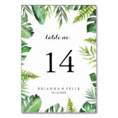 デスティネーション熱帯の緑結婚の書道 テーブルナンバー (裏面)