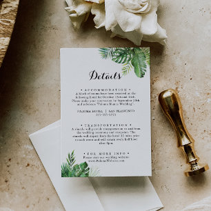 デスティネーション熱帯結婚緑の詳細 エンクロージャーカード