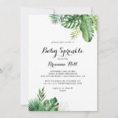 デスティネーション熱帯緑のベビー散布 招待状 (正面)