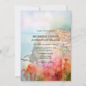 デスティネーション結婚式イタリアCinque Terre水彩 招待状 (正面)