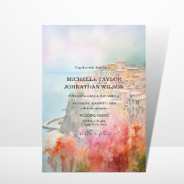 デスティネーション結婚式イタリアCinque Terre水彩 招待状