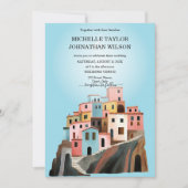 デスティネーション結婚式イタリアCinque Terre水彩 招待状 (正面)