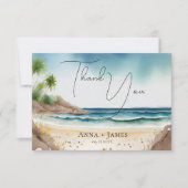 デスティネーション間引き夏のビーチ水彩 サンキューカード (正面)