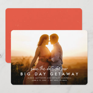 デスティネーション・ウェディングの結婚式延期日通知フォトカード セーブザデート