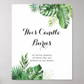 デスティネーション トロピカル グリーン このキャンドルが燃えるサイン ポスター (正面)