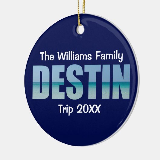 デスティンパーソナライズされたビーチ旅行写真の背面 セラミックオーナメント (左)