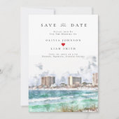 デスティンフロリダの水の色の日付の結婚保存 招待状 (正面)