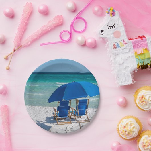 デスティンフロリダチェアーズアンドアンブレラ紙プレート ペーパープレート (パーティー)