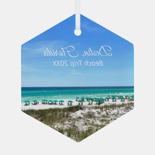 デスティンフロリダビーチトリップ海記念クリスマスクリスマス ガラスオーナメント (裏面)