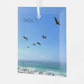 デスティンフロリダビーチペリカンクリスマス ガラスオーナメント (正面左)