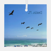 デスティンフロリダビーチペリカンクリスマス ガラスオーナメント (裏面)