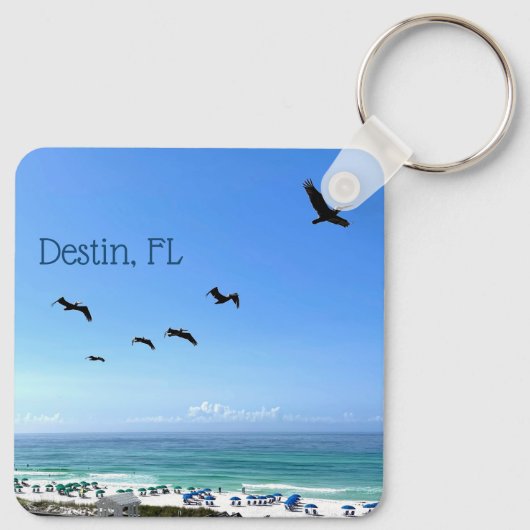 デスティンフロリダペリカンかわいらし海写真 キーホルダー (裏面)