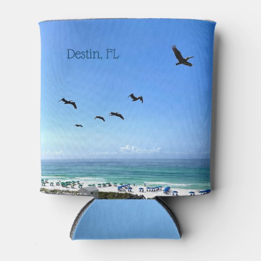 デスティンフロリダペリカンシーサイド海写真 缶クーラー (正面)