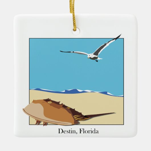 デスティンフロリダホースシューカニ海カモメビーチ セラミックオーナメント (正面)