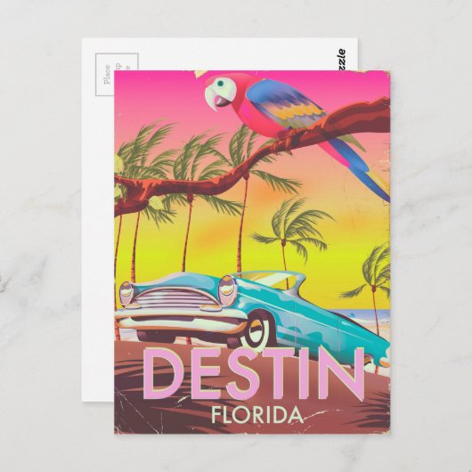 デスティンフロリダUSAヴィンテージ旅行ポスター。 ポストカード (正面/裏面)