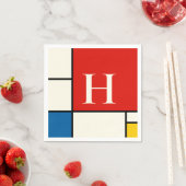 デスティーインスパイアル原色正方形モノグラム スタンダードカクテルナプキン (インサイチュ)