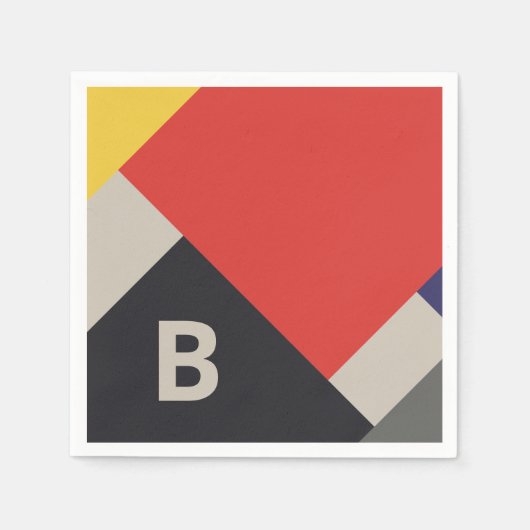 デスティーインスパイアル原色正方形モノグラム スタンダードカクテルナプキン (正面)