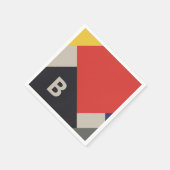 デスティーインスパイアル原色正方形モノグラム スタンダードカクテルナプキン (角)