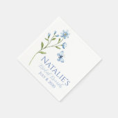 デスティー ブルー ワイルドフラワー カスタマイズ ブライダルシャワー スタンダードカクテルナプキン (角)