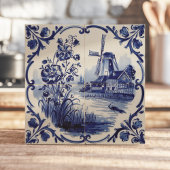 デストレ伝統的フトウェア風車とフローラ タイル