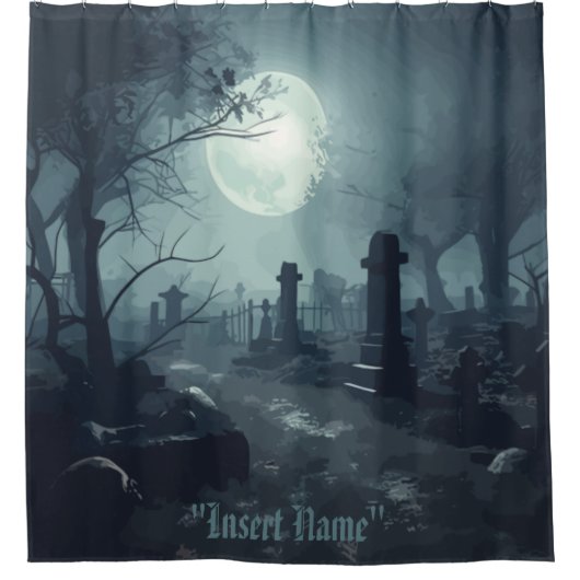 デスドメイン：墓地不気味の眺め シャワーカーテン (正面)