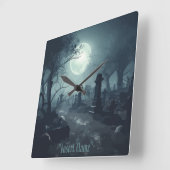 デスドメイン：墓地不気味の眺め スクエア壁時計 (傾斜)