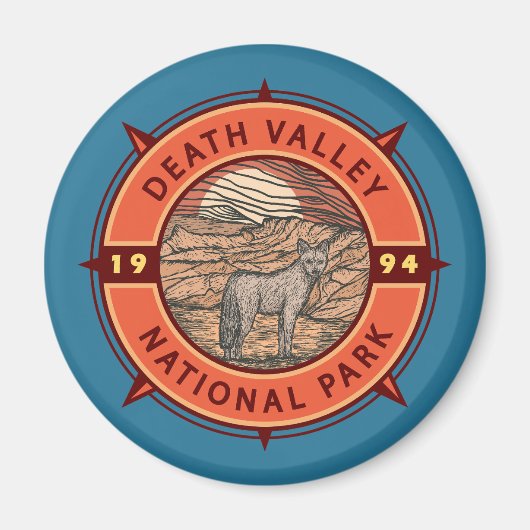 デスバレーナショナルパークコヨーテレトロコンパス マグネット (正面)