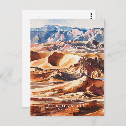 デスバレー国立公園水の色絵画の ポストカード (正面/裏面)