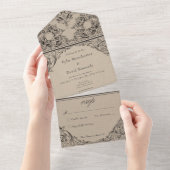 デスブラックビクトリアンタンNoディナーまで オールインワン招待状 (貼ってはがせる)