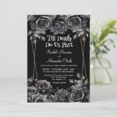 デスブラック花模様ダークゴシック結婚ズ 招待状 (スタンド正面)