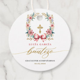 デスペインのバウティゾグラシアス金ゴールド&ピンク フェイバータグ