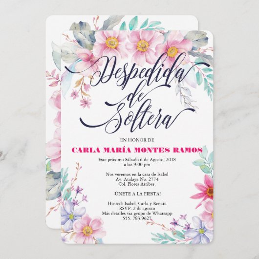 デスペディダデソルテラへの招待,エスパニョル 招待状 (正面/裏面)