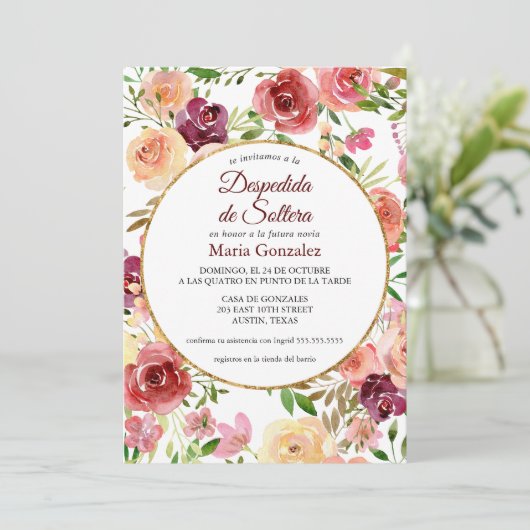 デスペディダデソルテラロサススペインのブライダルシャワー 招待状 (スタンド正面)