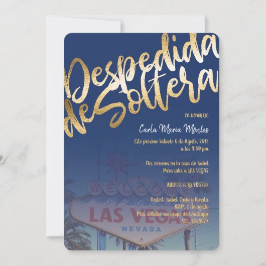 デスペディダデソルテラ招待状ラスベガスフーゴールド 招待状 (正面)
