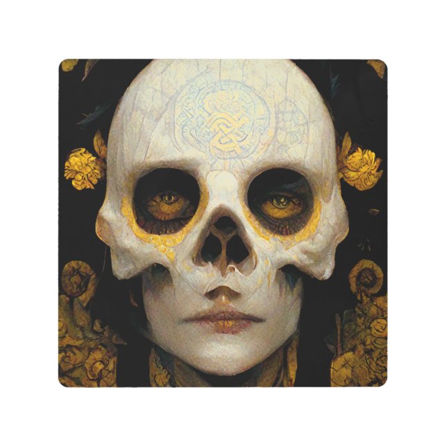 デスマスクファンタジーSci-Fiアート メタルプリント (正面)