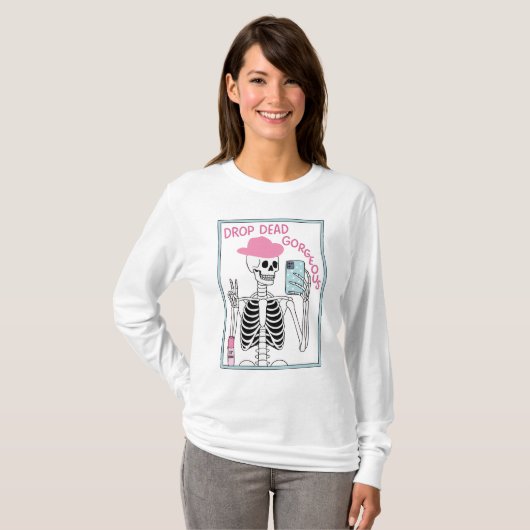 デスメイクスカル可愛いデザイン Tシャツ (正面フル)