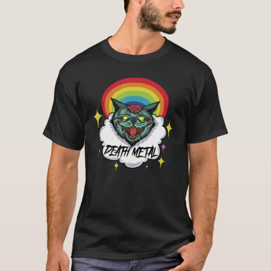 デスメタルゾンビキャット - 虹の子猫 Tシャツ (正面)