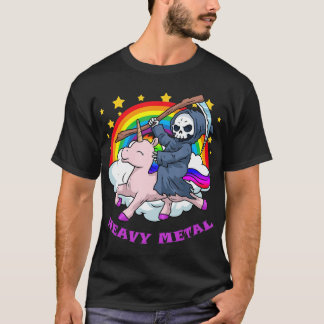 デスメタルsユニコーン死神レインボーヘビー tシャツ