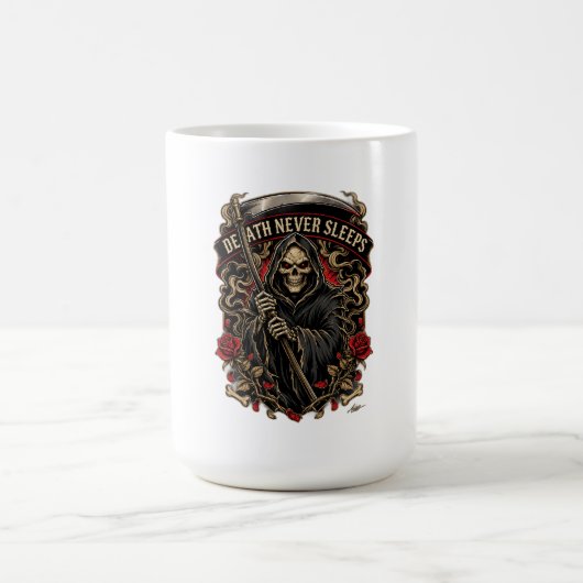 デス・ネバー・スリープス 長袖 コーヒーマグカップ (中央)