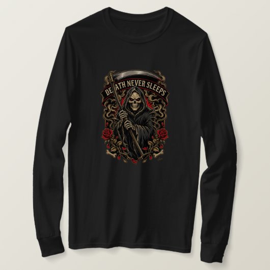 デス・ネバー・スリープス 長袖Tシャツ Tシャツ (デザイン正面)