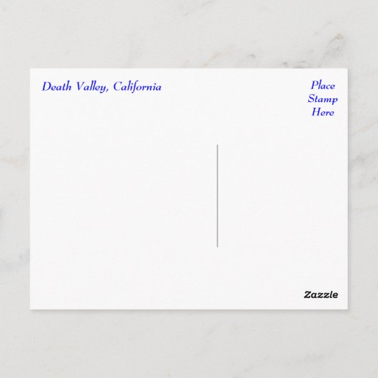デス・バレー国立公園、カリフォルニアのはがき ポストカード (裏面)